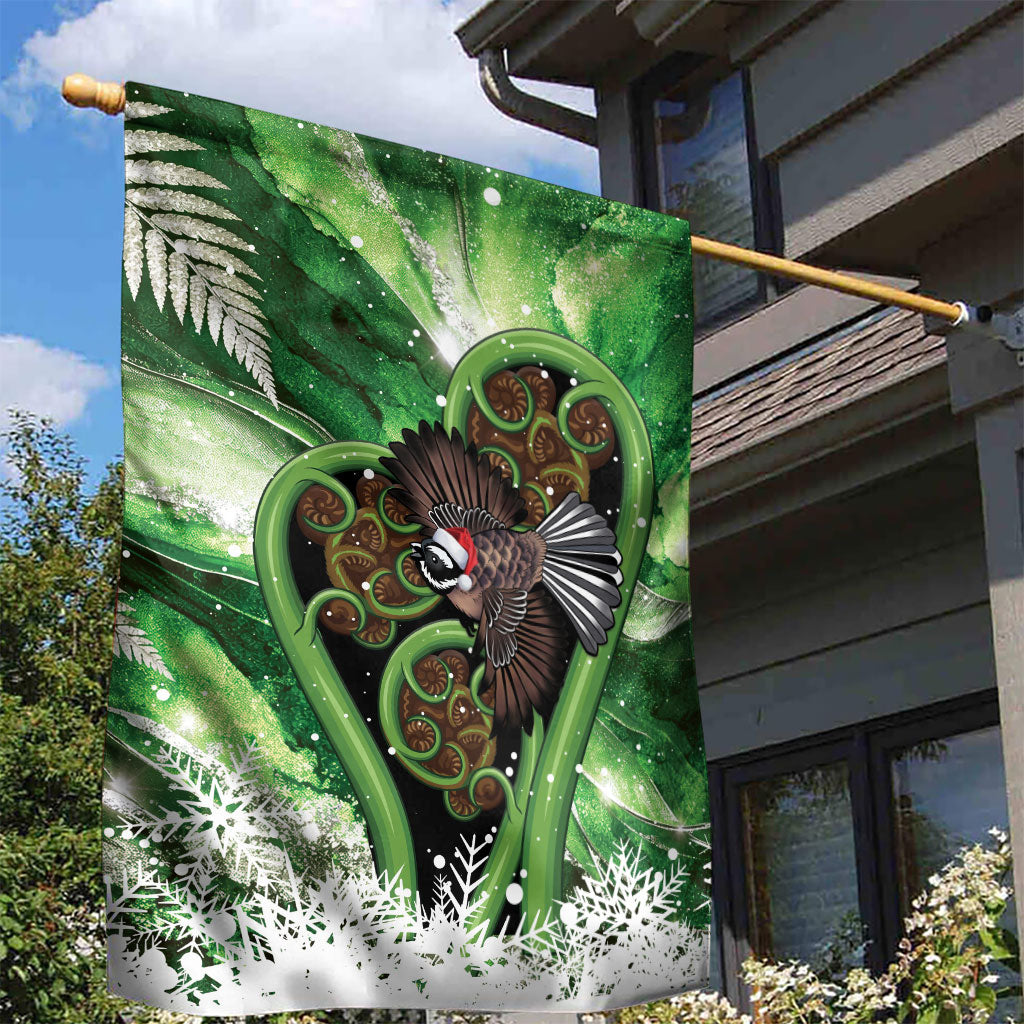 Piwakawaka New Zealand Christmas In July Garden Flag NZ Aroha Koru Fern Marble Vibes