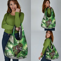 Piwakawaka New Zealand Christmas In July Grocery Bag NZ Aroha Koru Fern Marble Vibes