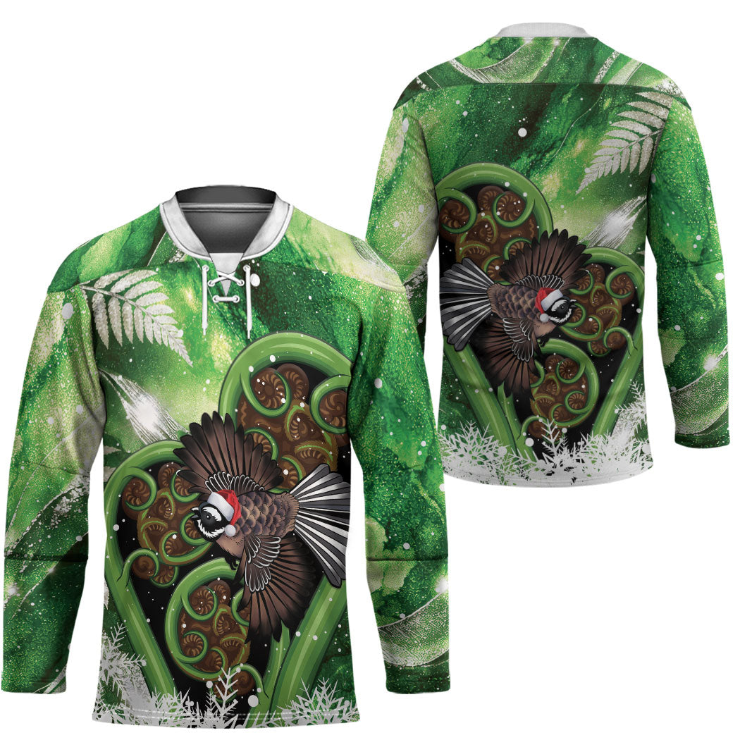 Piwakawaka New Zealand Christmas In July Hockey Jersey NZ Aroha Koru Fern Marble Vibes