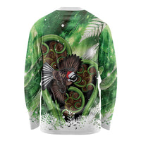 Piwakawaka New Zealand Christmas In July Long Sleeve Shirt NZ Aroha Koru Fern Marble Vibes