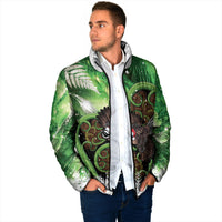 Piwakawaka New Zealand Christmas In July Padded Jacket NZ Aroha Koru Fern Marble Vibes