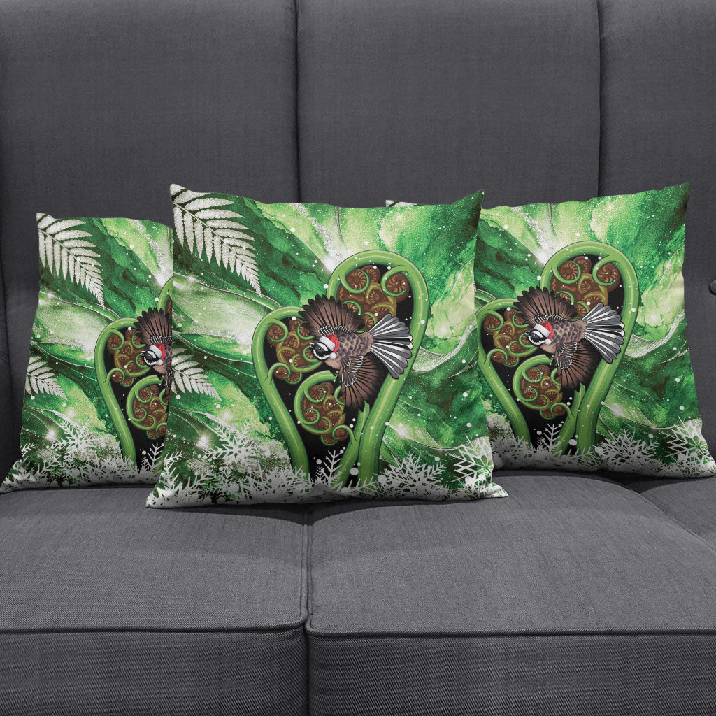 Piwakawaka New Zealand Christmas In July Pillow Cover NZ Aroha Koru Fern Marble Vibes