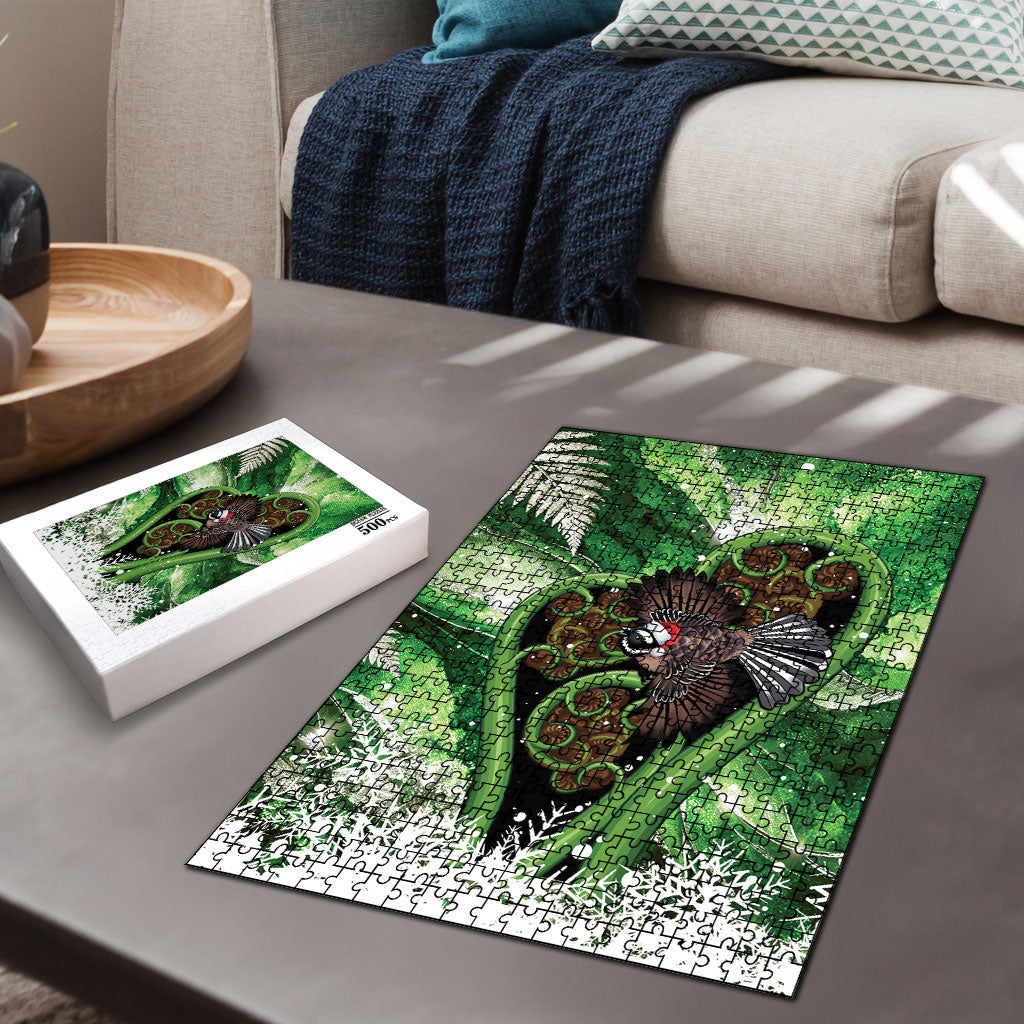 Piwakawaka New Zealand Christmas In July Puzzle NZ Aroha Koru Fern Marble Vibes