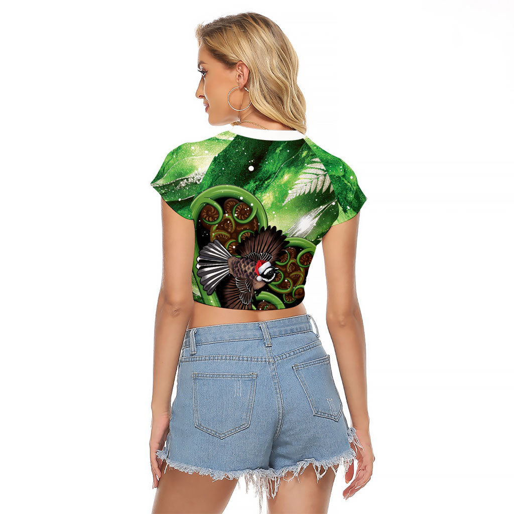 Piwakawaka New Zealand Christmas In July Raglan Cropped T Shirt NZ Aroha Koru Fern Marble Vibes