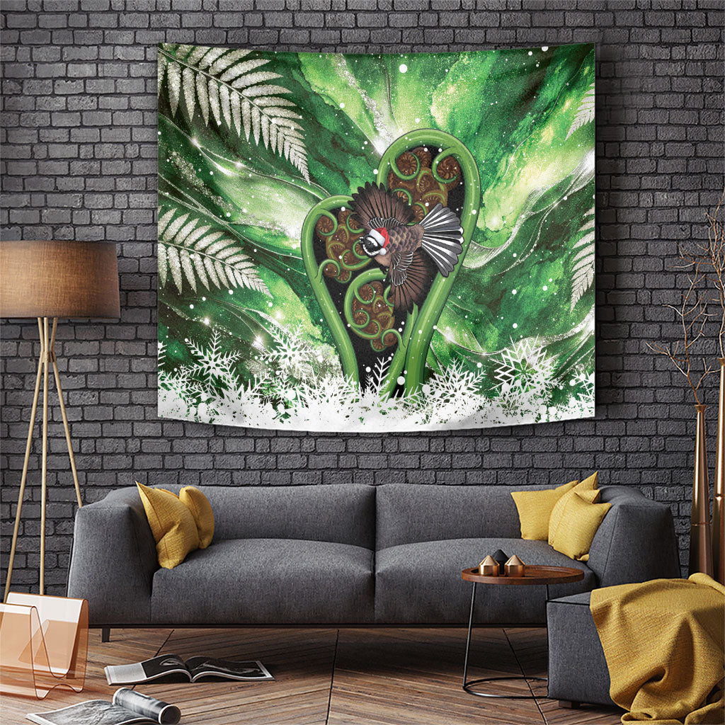 Piwakawaka New Zealand Christmas In July Tapestry NZ Aroha Koru Fern Marble Vibes