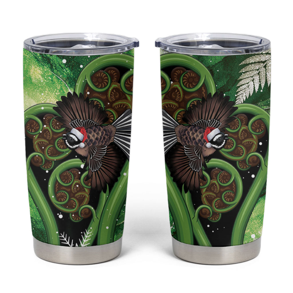 Piwakawaka New Zealand Christmas In July Tumbler Cup NZ Aroha Koru Fern Marble Vibes