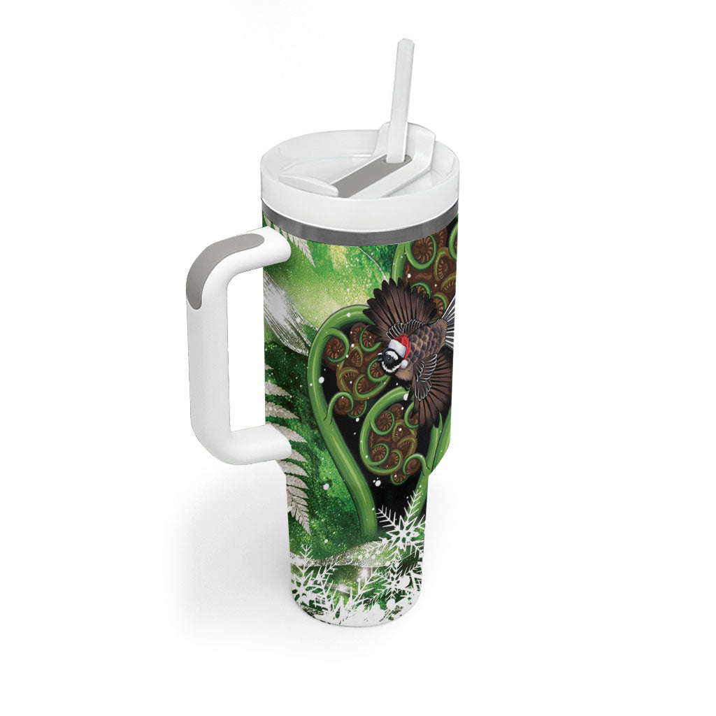 Piwakawaka New Zealand Christmas In July Tumbler With Handle NZ Aroha Koru Fern Marble Vibes