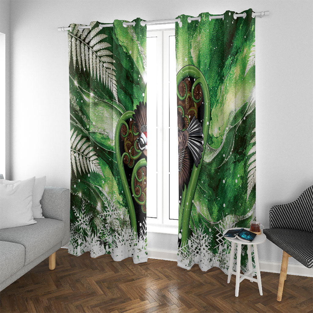 Piwakawaka New Zealand Christmas In July Window Curtain NZ Aroha Koru Fern Marble Vibes