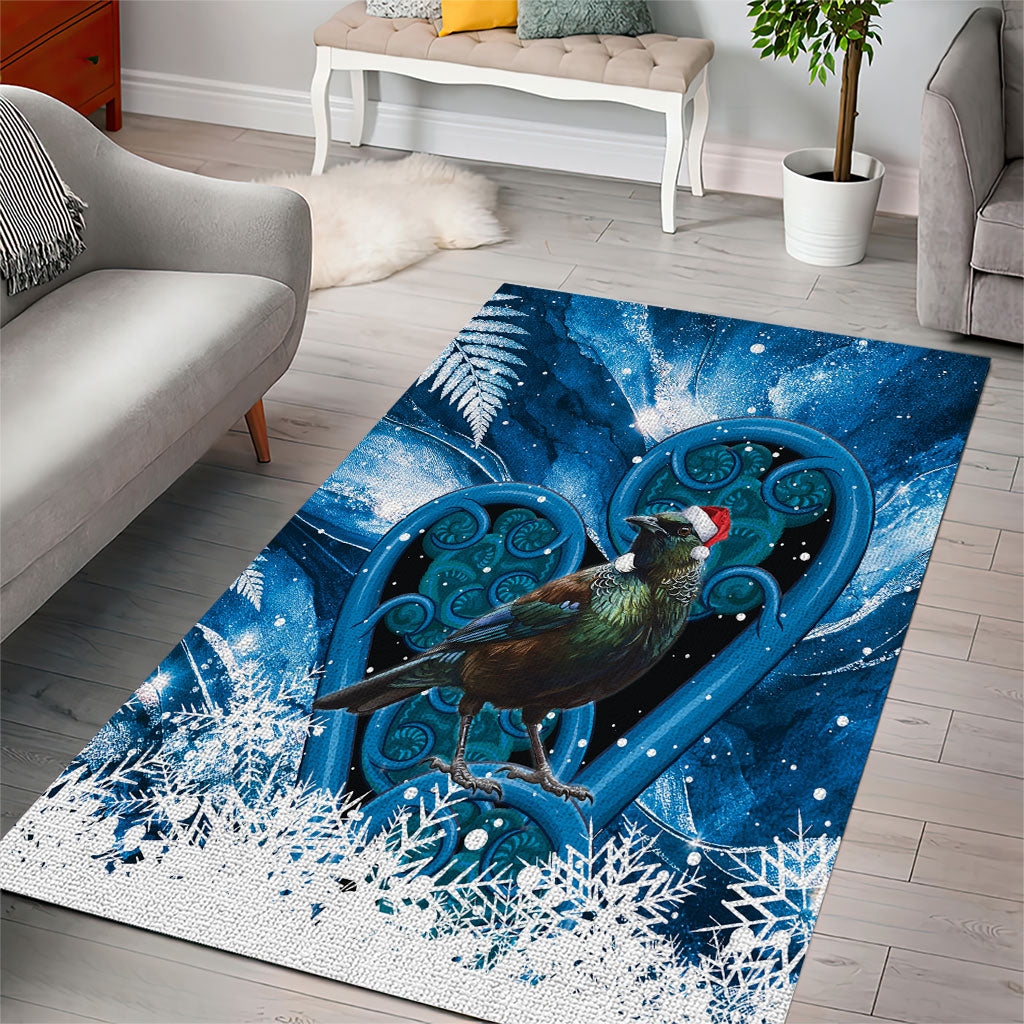 Tui Bird New Zealand Christmas In July Area Rug NZ Aroha Koru Fern Marble Vibes