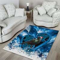 Tui Bird New Zealand Christmas In July Area Rug NZ Aroha Koru Fern Marble Vibes