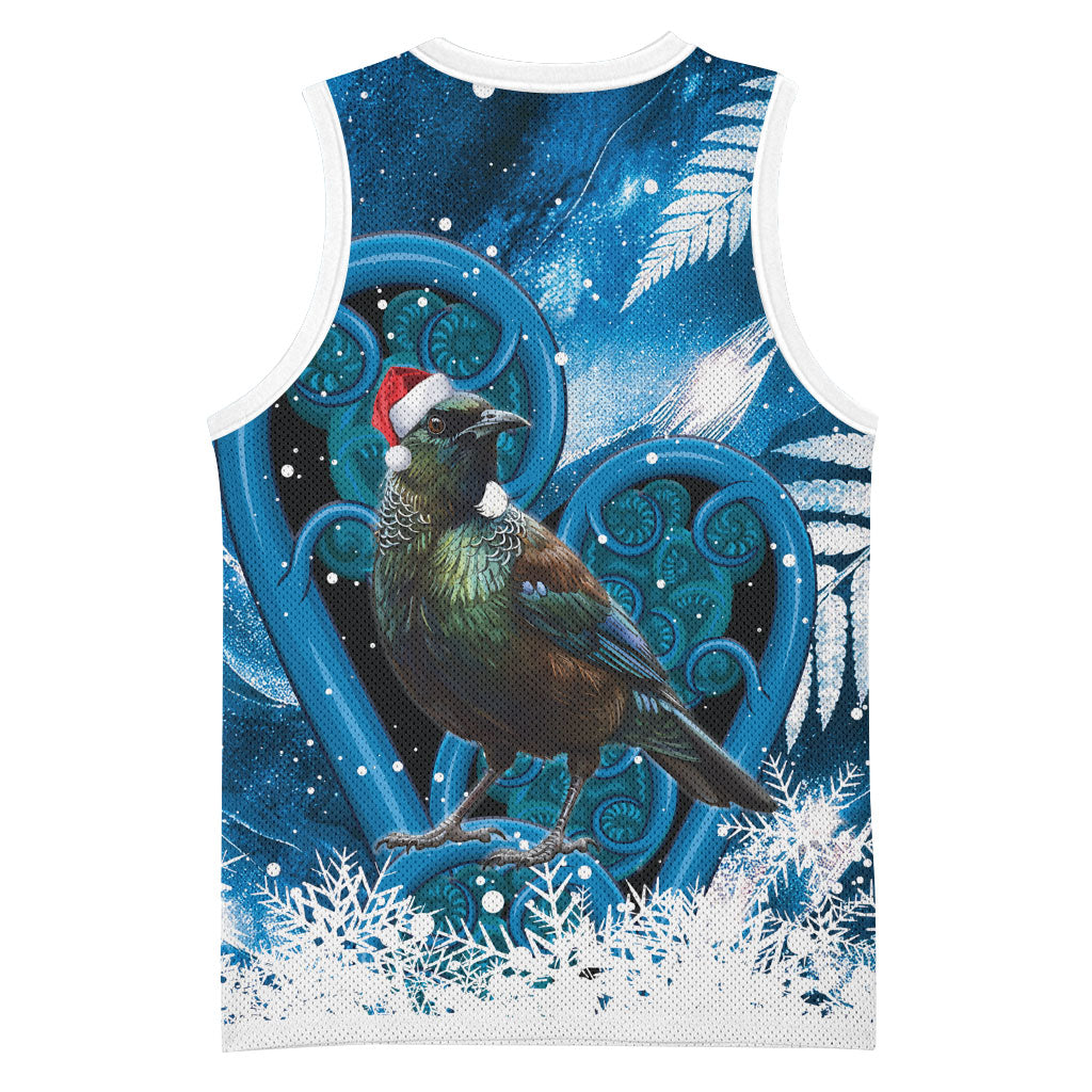 Tui Bird New Zealand Christmas In July Basketball Jersey NZ Aroha Koru Fern Marble Vibes