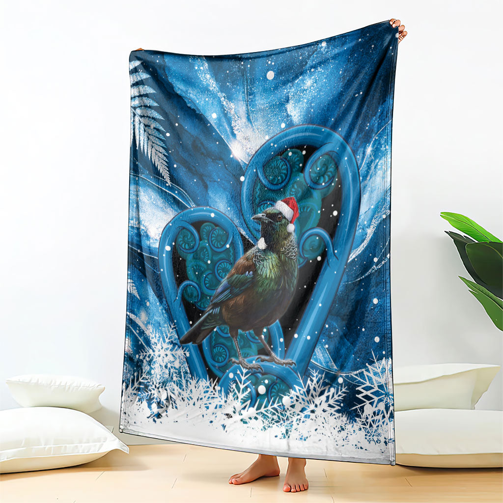 Tui Bird New Zealand Christmas In July Blanket NZ Aroha Koru Fern Marble Vibes