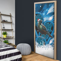 Tui Bird New Zealand Christmas In July Door Cover NZ Aroha Koru Fern Marble Vibes