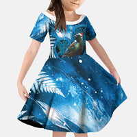 Tui Bird New Zealand Christmas In July Family Matching Long Sleeve Bodycon Dress and Hawaiian Shirt NZ Aroha Koru Fern Marble Vibes