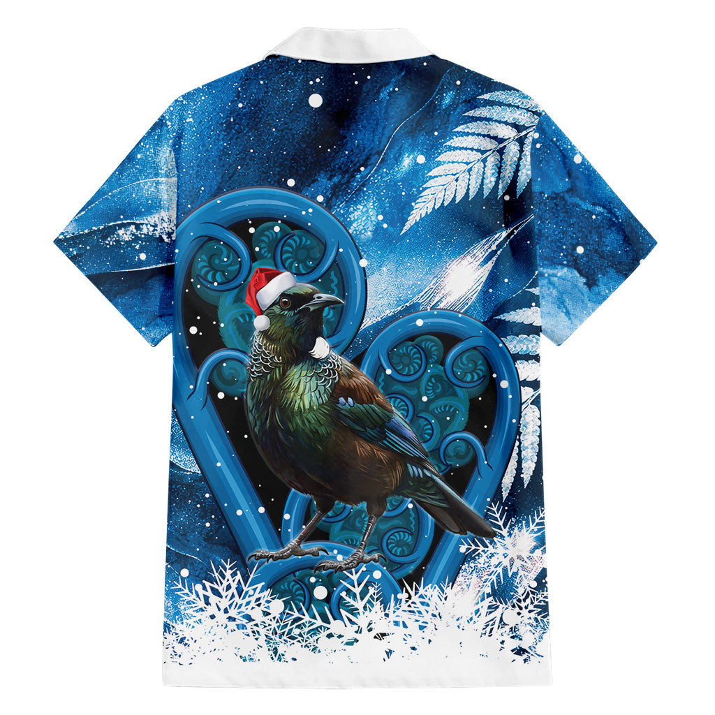 Tui Bird New Zealand Christmas In July Family Matching Long Sleeve Bodycon Dress and Hawaiian Shirt NZ Aroha Koru Fern Marble Vibes