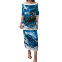 Tui Bird New Zealand Christmas In July Family Matching Puletasi and Hawaiian Shirt NZ Aroha Koru Fern Marble Vibes