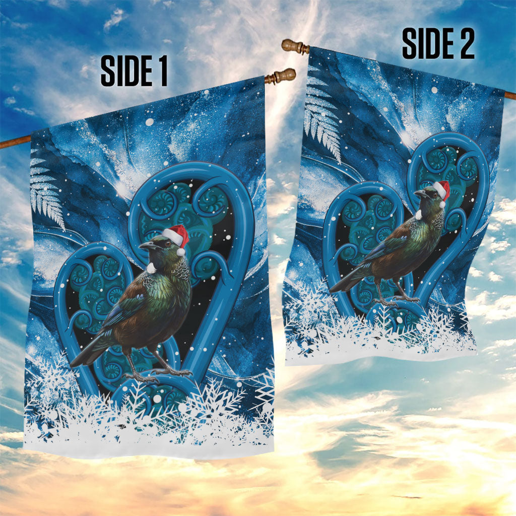 Tui Bird New Zealand Christmas In July Garden Flag NZ Aroha Koru Fern Marble Vibes
