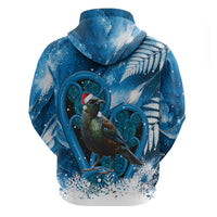 Tui Bird New Zealand Christmas In July Hoodie NZ Aroha Koru Fern Marble Vibes