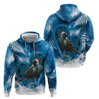 Tui Bird New Zealand Christmas In July Hoodie NZ Aroha Koru Fern Marble Vibes