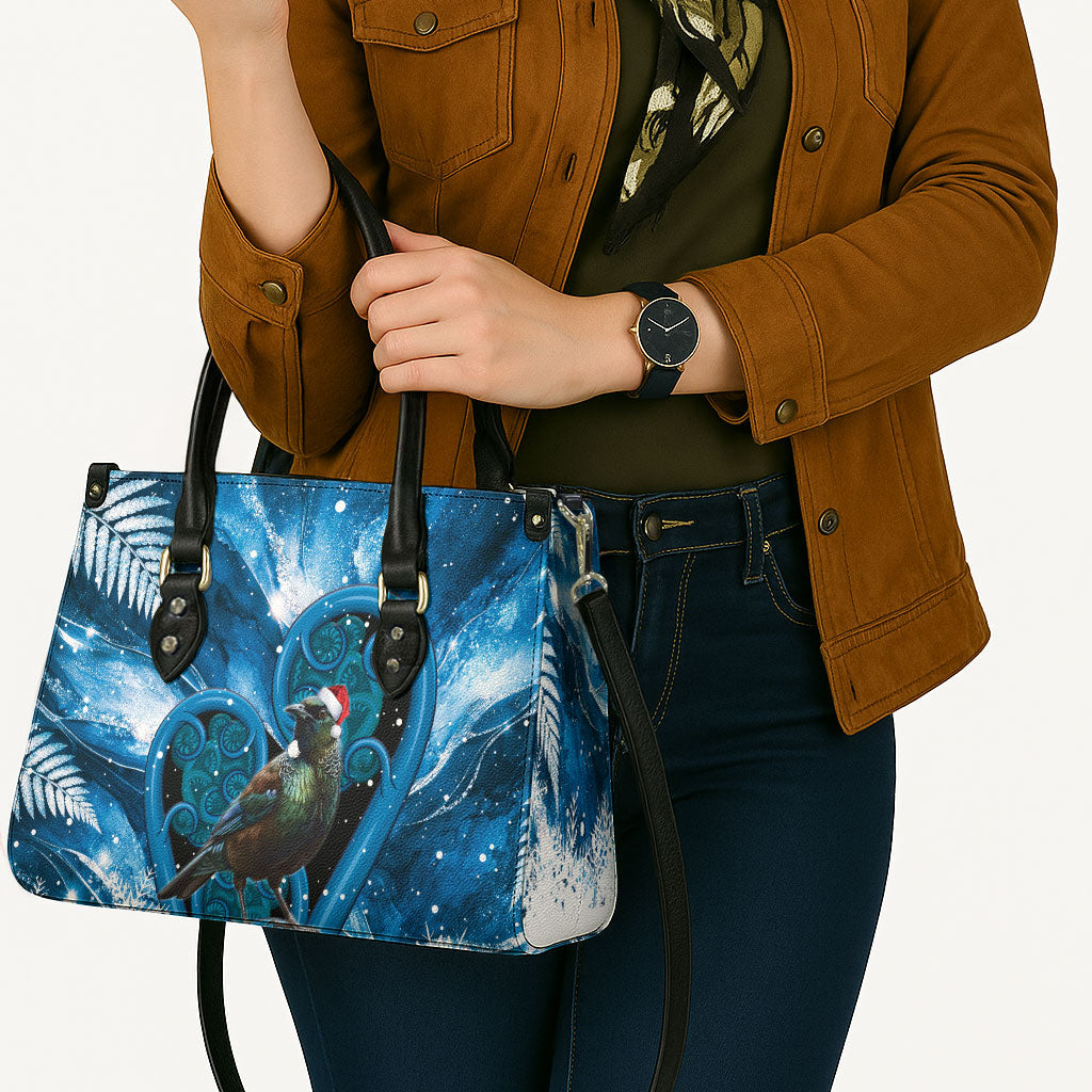 Tui Bird New Zealand Christmas In July Leather Bag NZ Aroha Koru Fern Marble Vibes