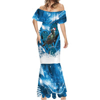 Tui Bird New Zealand Christmas In July Mermaid Dress NZ Aroha Koru Fern Marble Vibes