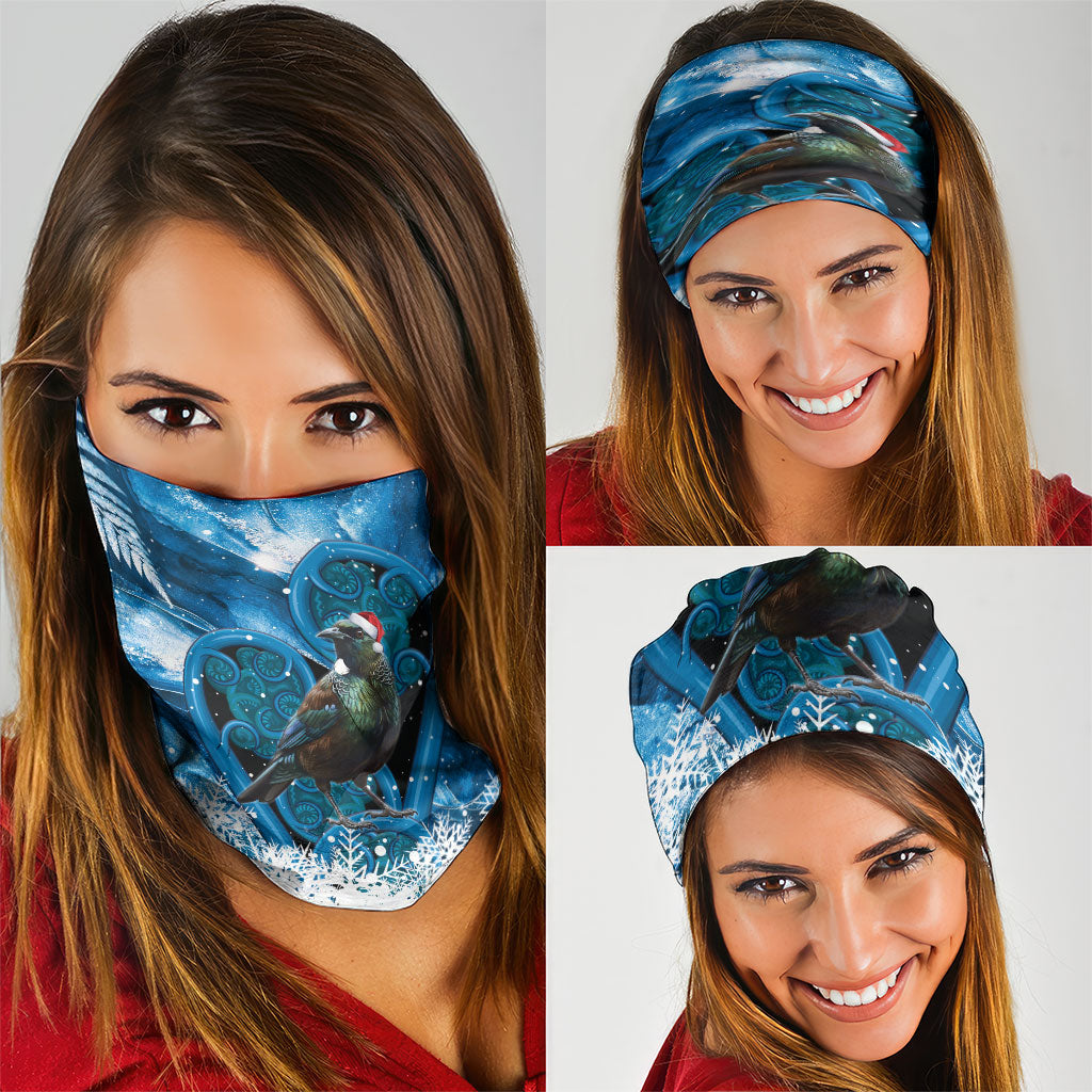 Tui Bird New Zealand Christmas In July Neck Gaiter NZ Aroha Koru Fern Marble Vibes