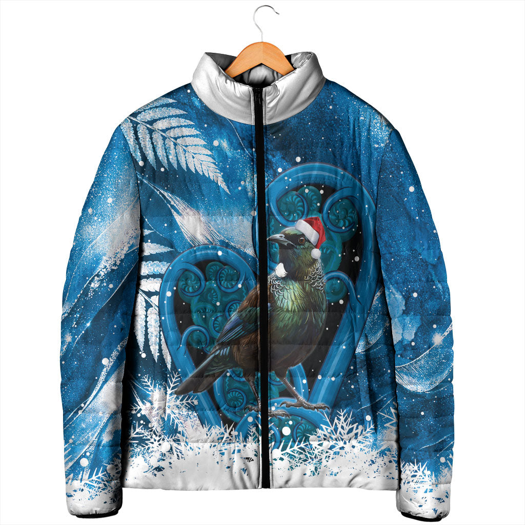 Tui Bird New Zealand Christmas In July Padded Jacket NZ Aroha Koru Fern Marble Vibes