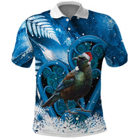 Tui Bird New Zealand Christmas In July Polo Shirt NZ Aroha Koru Fern Marble Vibes