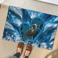 Tui Bird New Zealand Christmas In July Rubber Doormat NZ Aroha Koru Fern Marble Vibes