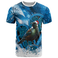 Tui Bird New Zealand Christmas In July T Shirt NZ Aroha Koru Fern Marble Vibes