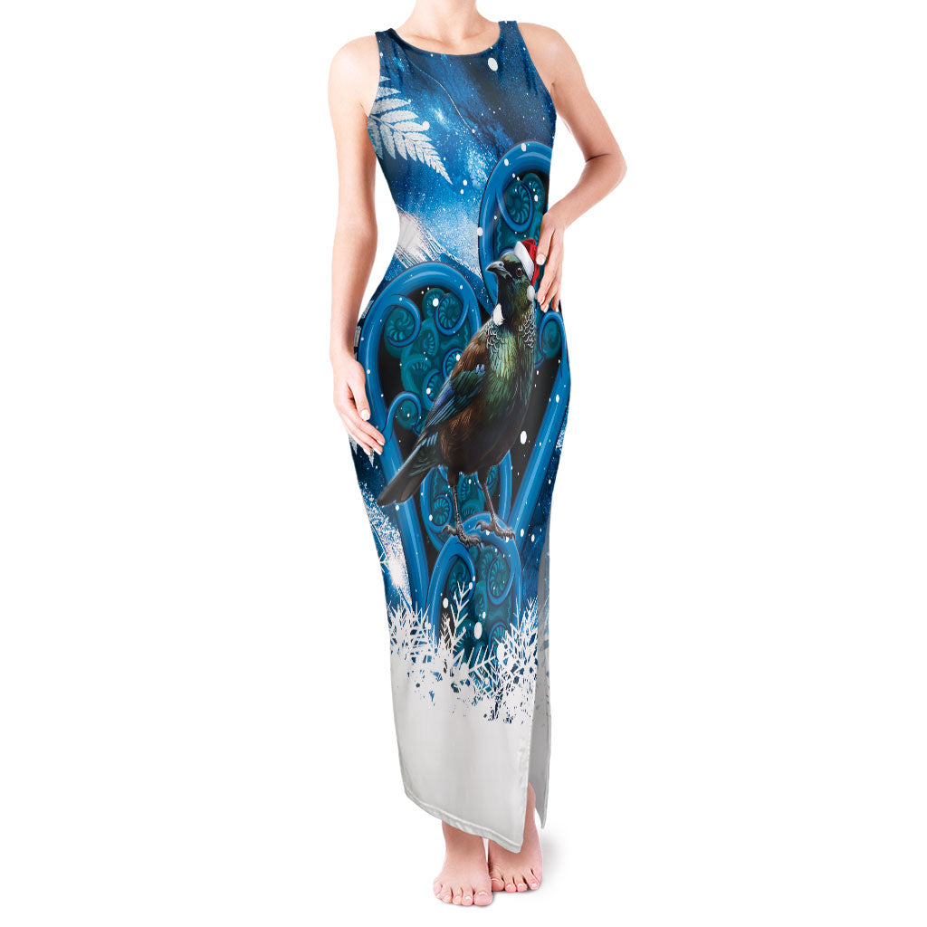 Tui Bird New Zealand Christmas In July Tank Maxi Dress NZ Aroha Koru Fern Marble Vibes