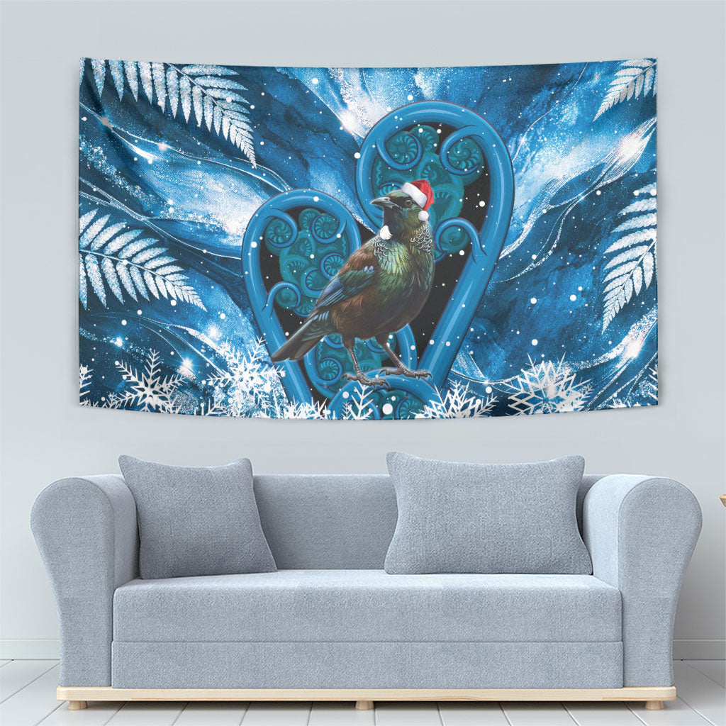 Tui Bird New Zealand Christmas In July Tapestry NZ Aroha Koru Fern Marble Vibes