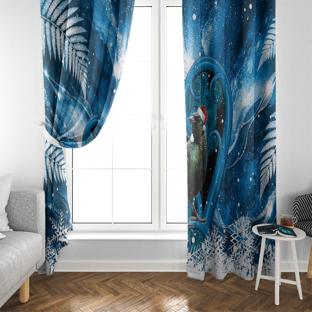 Tui Bird New Zealand Christmas In July Window Curtain NZ Aroha Koru Fern Marble Vibes