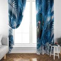 Tui Bird New Zealand Christmas In July Window Curtain NZ Aroha Koru Fern Marble Vibes