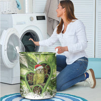 Kakapo New Zealand Christmas In July Laundry Basket NZ Aroha Koru Fern Marble Vibes