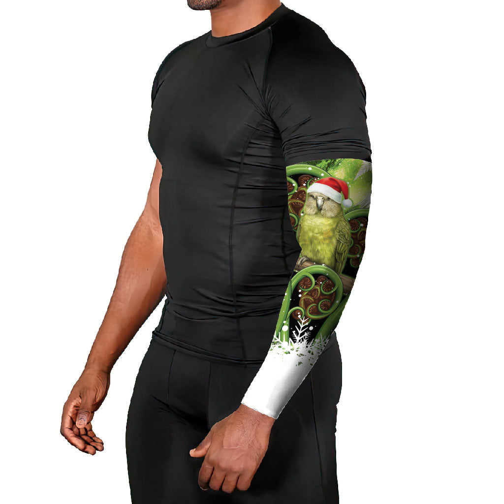 Kakapo New Zealand Christmas In July Arm Sleeves NZ Aroha Koru Fern Marble Vibes