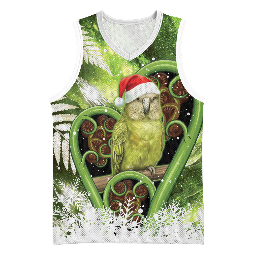 Kakapo New Zealand Christmas In July Basketball Jersey NZ Aroha Koru Fern Marble Vibes