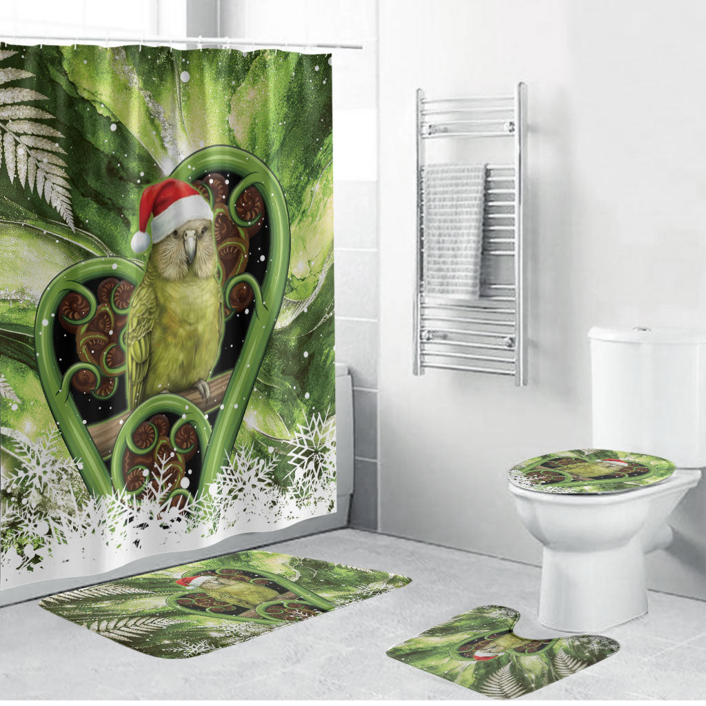 Kakapo New Zealand Christmas In July Bathroom Set NZ Aroha Koru Fern Marble Vibes