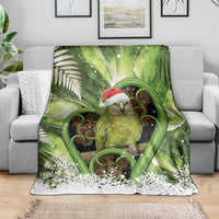 Kakapo New Zealand Christmas In July Blanket NZ Aroha Koru Fern Marble Vibes