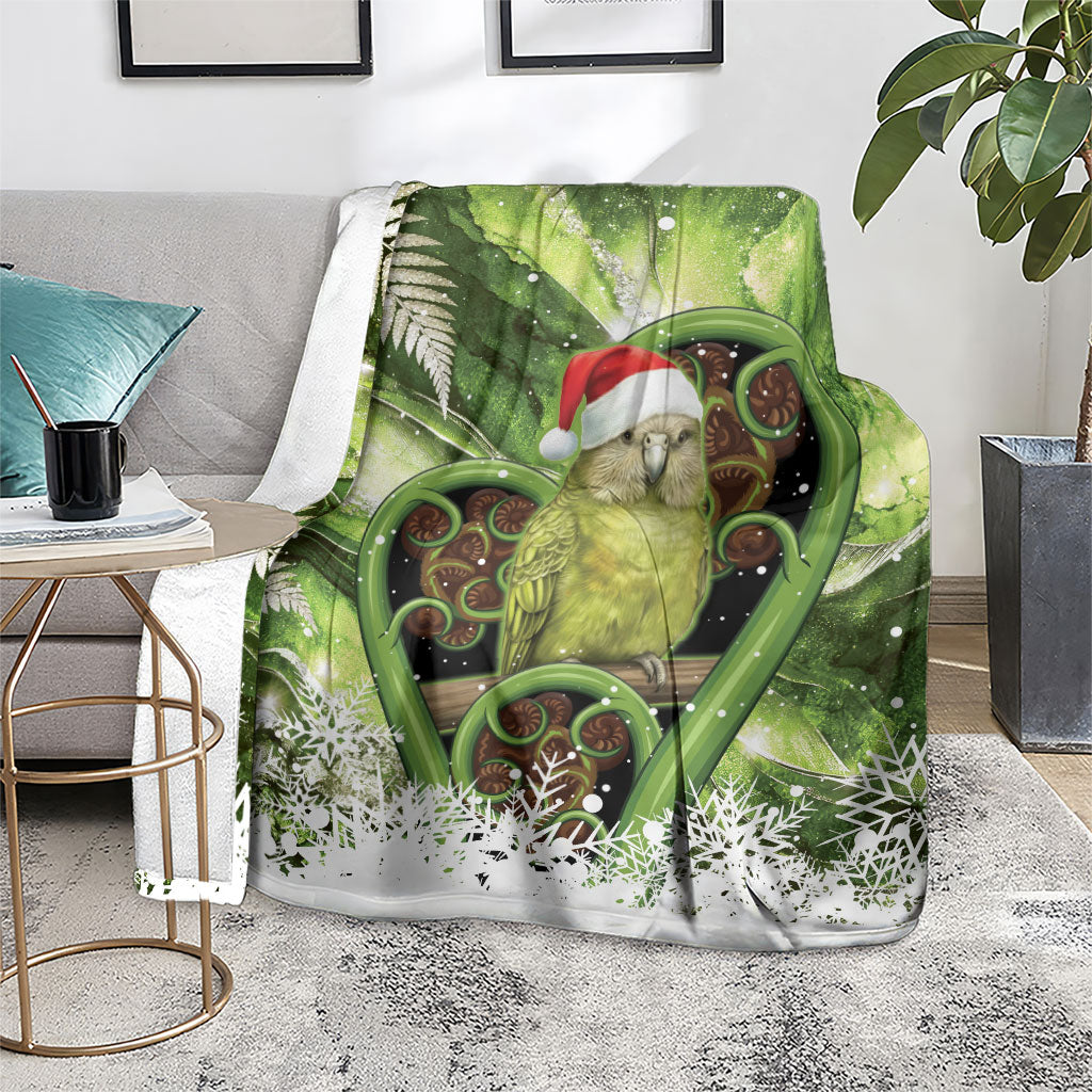 Kakapo New Zealand Christmas In July Blanket NZ Aroha Koru Fern Marble Vibes