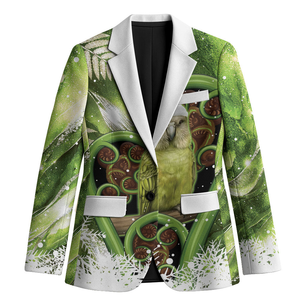 Kakapo New Zealand Christmas In July Blazer NZ Aroha Koru Fern Marble Vibes