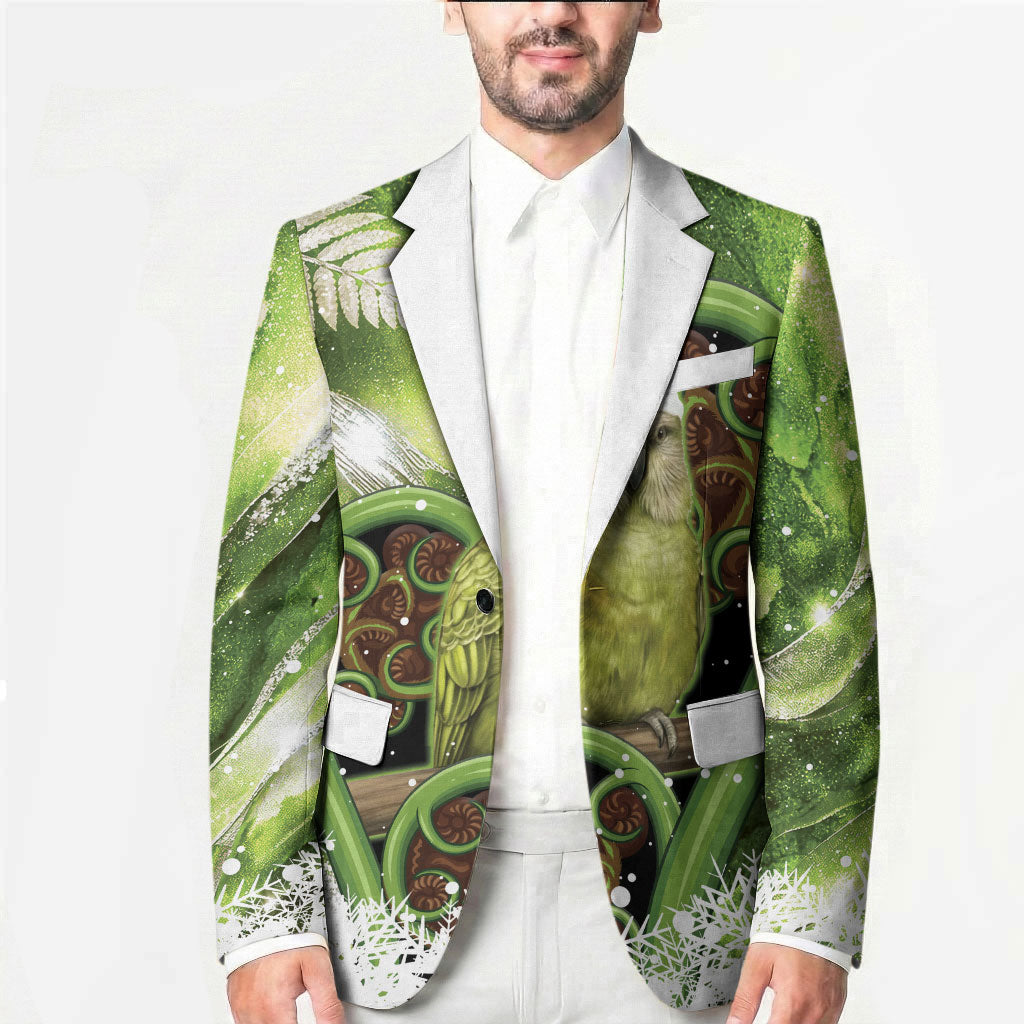 Kakapo New Zealand Christmas In July Blazer NZ Aroha Koru Fern Marble Vibes