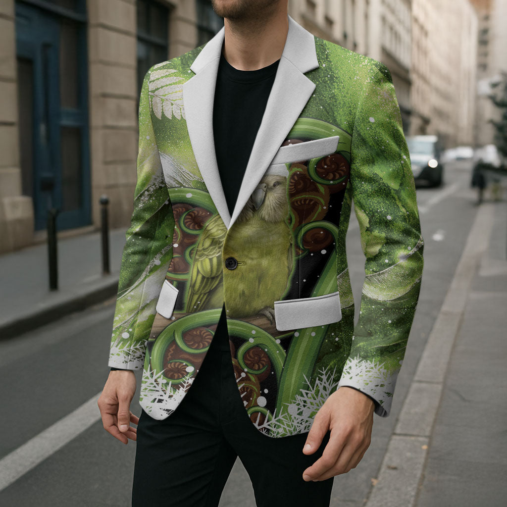 Kakapo New Zealand Christmas In July Blazer NZ Aroha Koru Fern Marble Vibes
