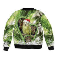 Kakapo New Zealand Christmas In July Bomber Jacket NZ Aroha Koru Fern Marble Vibes