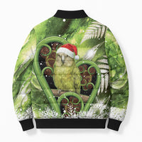 Kakapo New Zealand Christmas In July Bomber Puffer Jacket NZ Aroha Koru Fern Marble Vibes