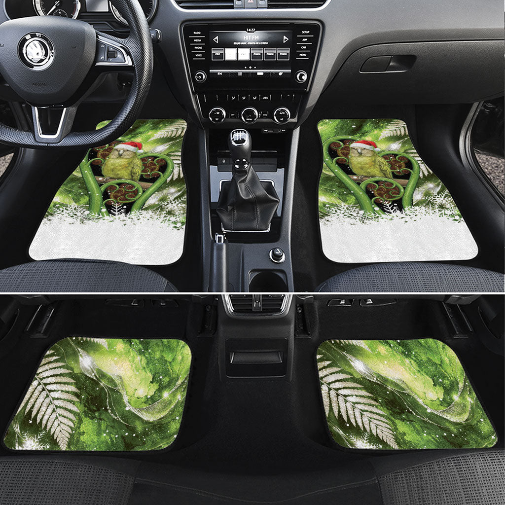 Kakapo New Zealand Christmas In July Car Mats NZ Aroha Koru Fern Marble Vibes LT14 Set 4pcs Green - Polynesian Pride