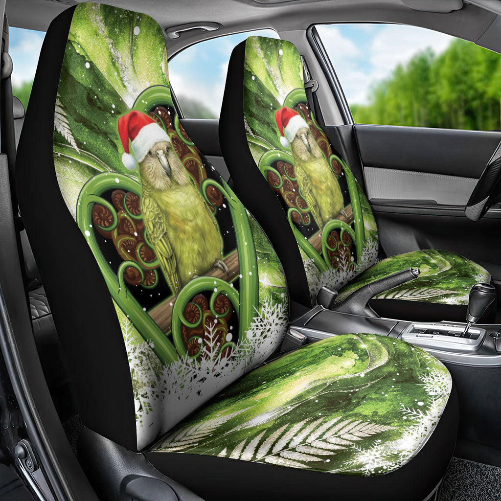 Kakapo New Zealand Christmas In July Car Seat Cover NZ Aroha Koru Fern Marble Vibes
