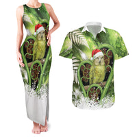 Kakapo New Zealand Christmas In July Couples Matching Tank Maxi Dress and Hawaiian Shirt NZ Aroha Koru Fern Marble Vibes