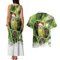 Kakapo New Zealand Christmas In July Couples Matching Tank Maxi Dress and Hawaiian Shirt NZ Aroha Koru Fern Marble Vibes