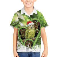 Kakapo New Zealand Christmas In July Family Matching Puletasi and Hawaiian Shirt NZ Aroha Koru Fern Marble Vibes